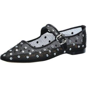 Sam Edelman Womens Black Glitz Leather  Michaela Mary Jane Ballet Flat Shoes